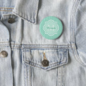 Elegant mint Green Quatrefoil Monogram met naam Ronde Button 5,7 Cm (In situ)