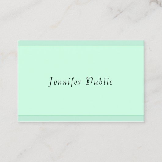 Elegant Mint Green Script Monogram Sjabloon Modern Visitekaartje (Voorkant)