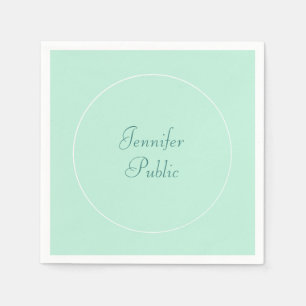 Elegant Mint Green Sjabloon handgeschreven script Servet