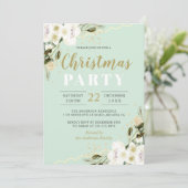 Elegant Mint Green Waterverf Floral Kerstmis Kaart (Staand voorkant)