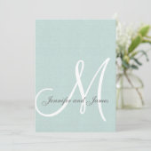 Elegant Mint Green Wedding Initiaal Kaart (Staand voorkant)