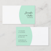 Elegant Mint Green White Custom Sjabloon Moderne Visitekaartje (Voorkant / Achterkant)