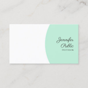 Elegant Mint Green White Custom Sjabloon Moderne Visitekaartje