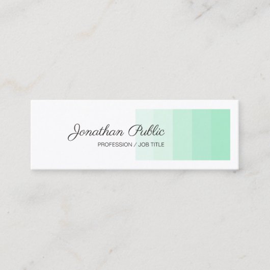 Elegant Mint Green White Handwriting Script Modern Mini Visitekaartje (Voorkant)