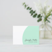 Elegant Mint Green White Modern Handschrift Script Visitekaartje (Staand voorkant)
