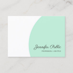 Elegant Mint Green White Modern Handschrift Script Visitekaartje