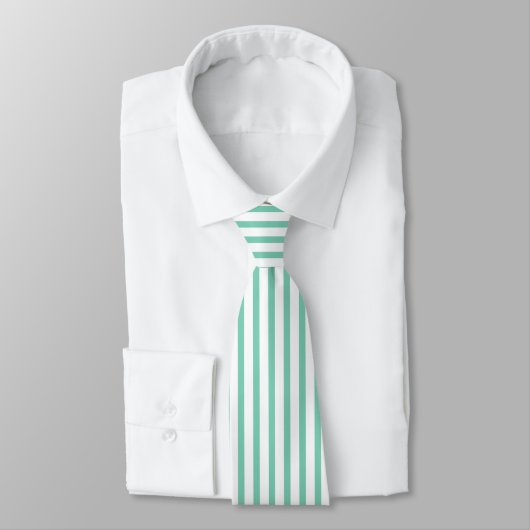 Elegant Mint-Green & White Stripes Pattern Stropdas (Gebonden)