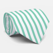Elegant Mint-Green & White Stripes Pattern Stropdas (Opgerold)