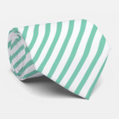 Elegant Mint-Green & White Stripes Pattern Stropdas (Opgerold)