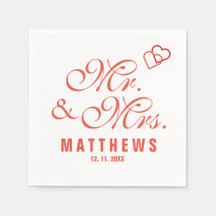 Elegant Mint Grey Mr. en Mrs Wedding Monogram Napk Servet