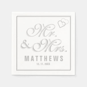 Elegant Mint grijy Mr. en Mrs Wedding Monogram Servet