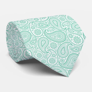Elegant mint-groen en witte Vintage Paisley Stropdas