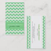 Elegant Mint-Groen & Wit Retro Chevron Patroon Visitekaartje (Voorkant / Achterkant)
