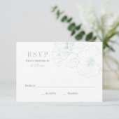 Elegant Mint Hibiscus Flowers Wedding RSVP Kaartje (Staand voorkant)