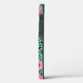 Elegant Mint Leopard Print en Floral Design Case-Mate iPhone Case (Achterkant / Links)