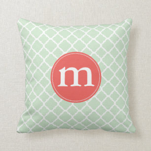 Elegant Mint Moroccan Quatrefoil gepersonaliseerd Kussen