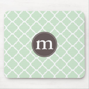 Elegant Mint Moroccan Quatrefoil gepersonaliseerd Muismat