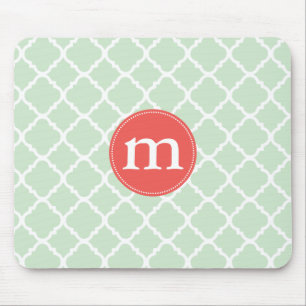 Elegant Mint Moroccan Quatrefoil gepersonaliseerd Muismat