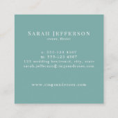 Elegant Mint Pink Floral Botanicals Swirls Vierkante Visitekaartje (Achterkant)