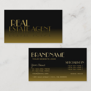 Elegant Mirror Font Classic Black Brown gradiënt Visitekaartje