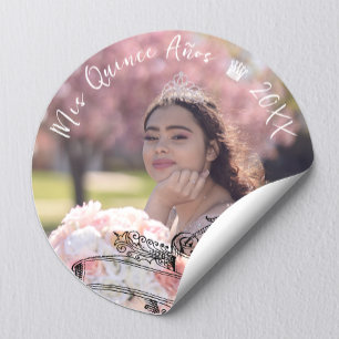 Elegant Mis Quince Años Foto Ronde Sticker
