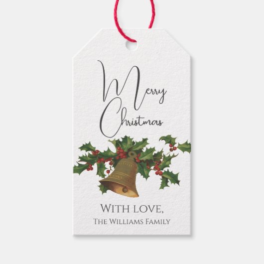 Elegant  Mistletoe Bell Vrolijk Kerstfeest Cadeaulabel (Voorkant)
