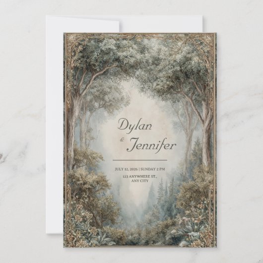 Elegant Misty Forest Archway Sage Gold Frame Kaart (Voorkant)