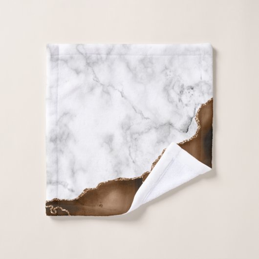Elégant Mocha Brown Agate Gold Parties scintillant (Gant de toilette)