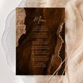 Elegant Mocha Brown Gold Agate Wedding Menu