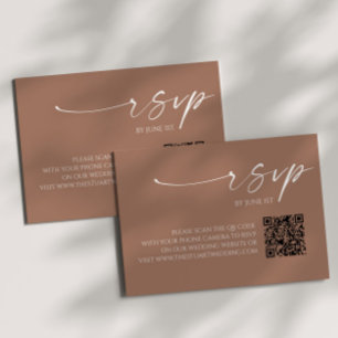 Elégant Mocha Mousse QR Code Mariage Carte RSVP