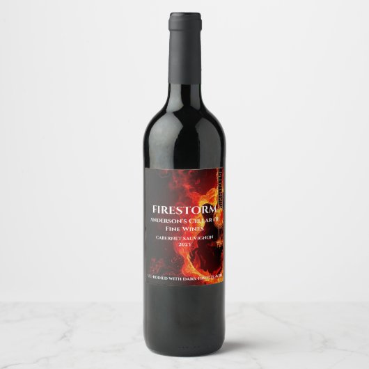 Elegant Mockup Guitar on Fire Custom Wine Labs Wijn Etiket (Voorkant)