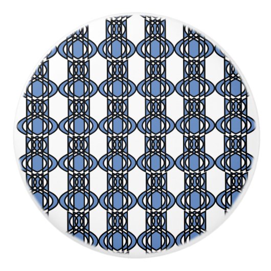 Elegant Mod Blue Abstract Scarab Pattern Keramische Knop (Voorkant)