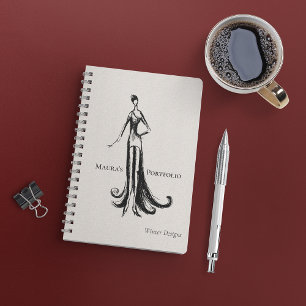 Elegant Mode Designer Portfolio   Winter Sketch Notitieboek