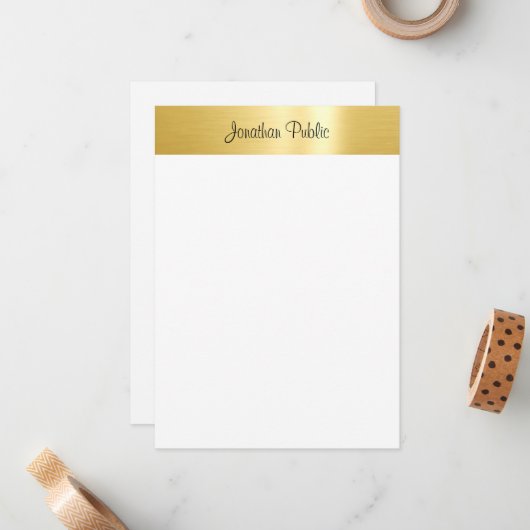 Élégant Modèle à l'apparence or de script Calligra (Devant/Arrière en situation)