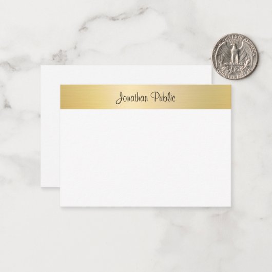 Élégant Modèle blanc or moderne écrit à la main (Devant/Arrière en situation)