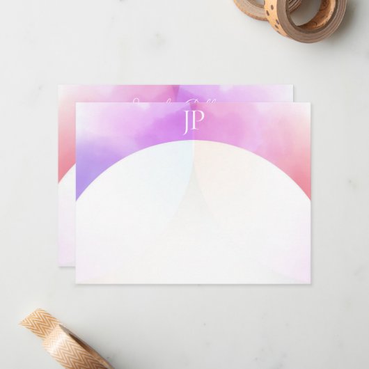 Élégant Modèle d'aquarelle moderne Monogramme (Devant/Arrière en situation)