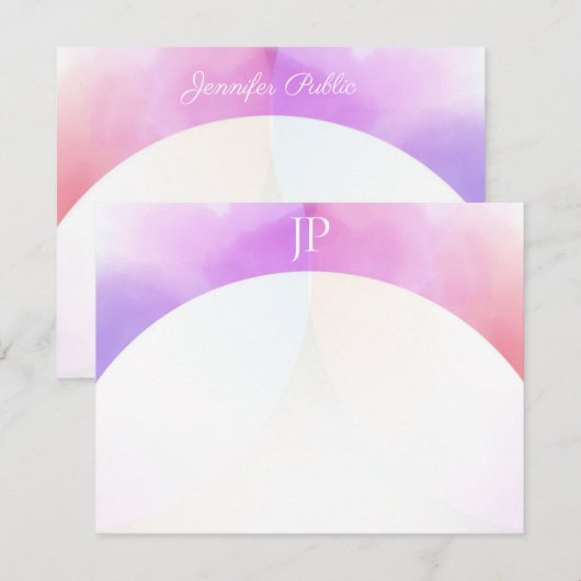 Élégant Modèle d'aquarelle moderne Monogramme (Devant / Derrière)