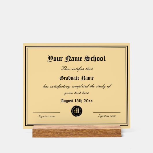 Élégant modèle de certificat du secondaire (Recto)