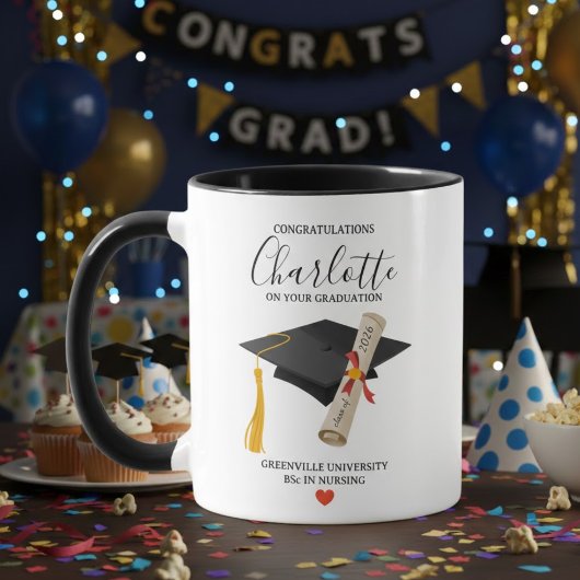 Élégant modèle de mug avec nom de diplômé pour la 