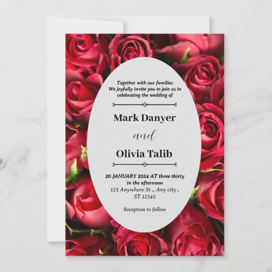 Élégant Modèle du Faire-part de mariage du tableau (Devant)