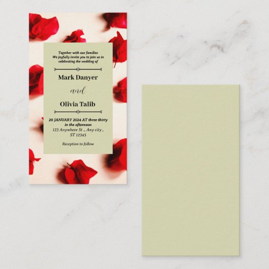 Élégant Modèle du Faire-part de mariage du tableau (Devant / Derrière)