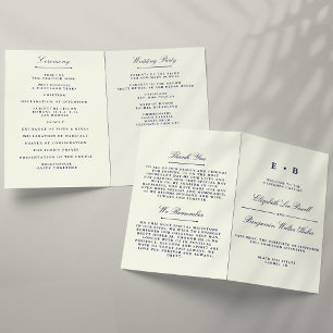 Élégant Modèle du programme de mariage bleu et ivo