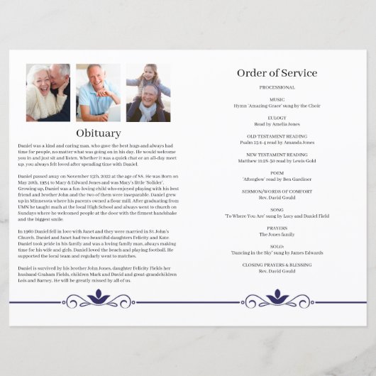 Élégant Modèle du programme funéraire (Dos)