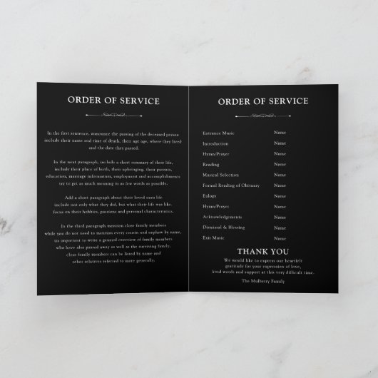 Élégant Modèle du programme funéraire Black & Gold (Intérieur)