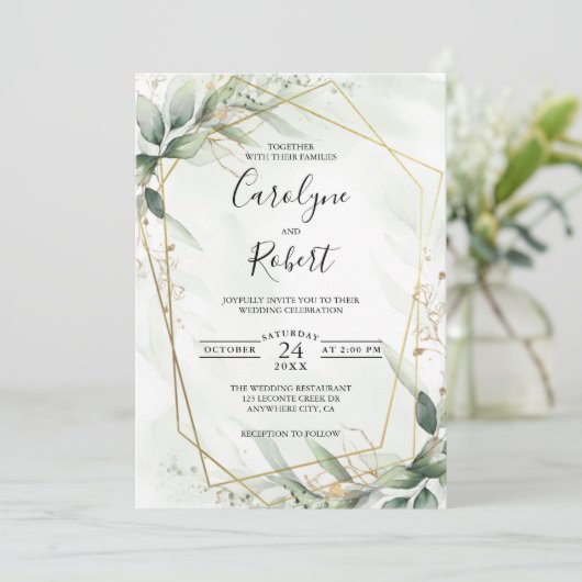 Elégant Modèle Faire-part de mariage de verdure (Debout devant)