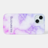 Elégant Modèle Faux Blue et Purple Marble Nom (Verso Horizontal)