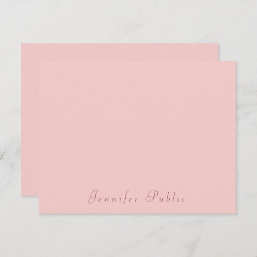 Élégant Modèle moderne rose pâle manuscrit (Devant / Derrière)