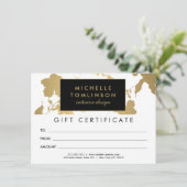 Elégant modèle or floral blanc certificat cadeau c (Debout devant)