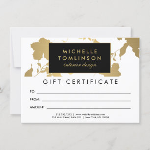 Elégant modèle or floral blanc certificat cadeau c