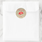 Elegant Moder Girly, Glittery, Red Lips Ronde Sticker (Tas)